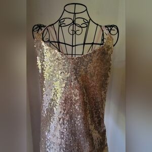 CHARLOTTE RUSSE Gold Sequin Tank Top - Medium